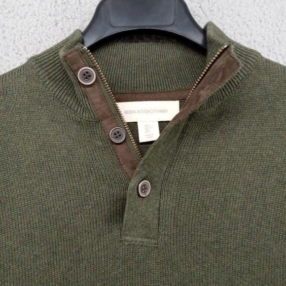 Frederik Anderson Copenhagen Sweater Mens Large Dark‎ Green Pullover Heavy Knit - Picture 2 of 8